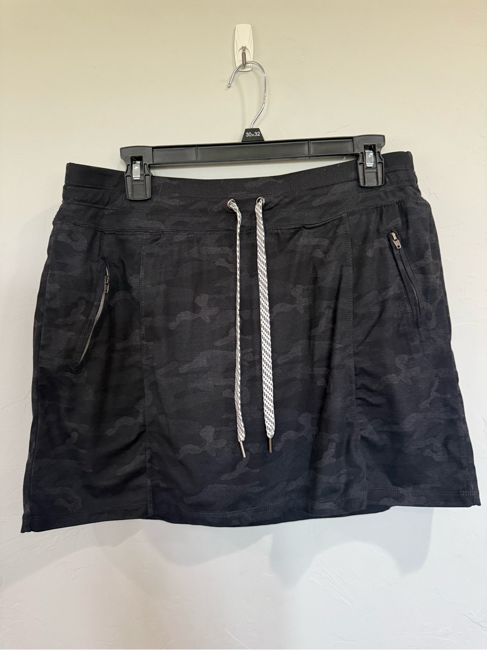 Black Camo Drawstring Mini Skirt